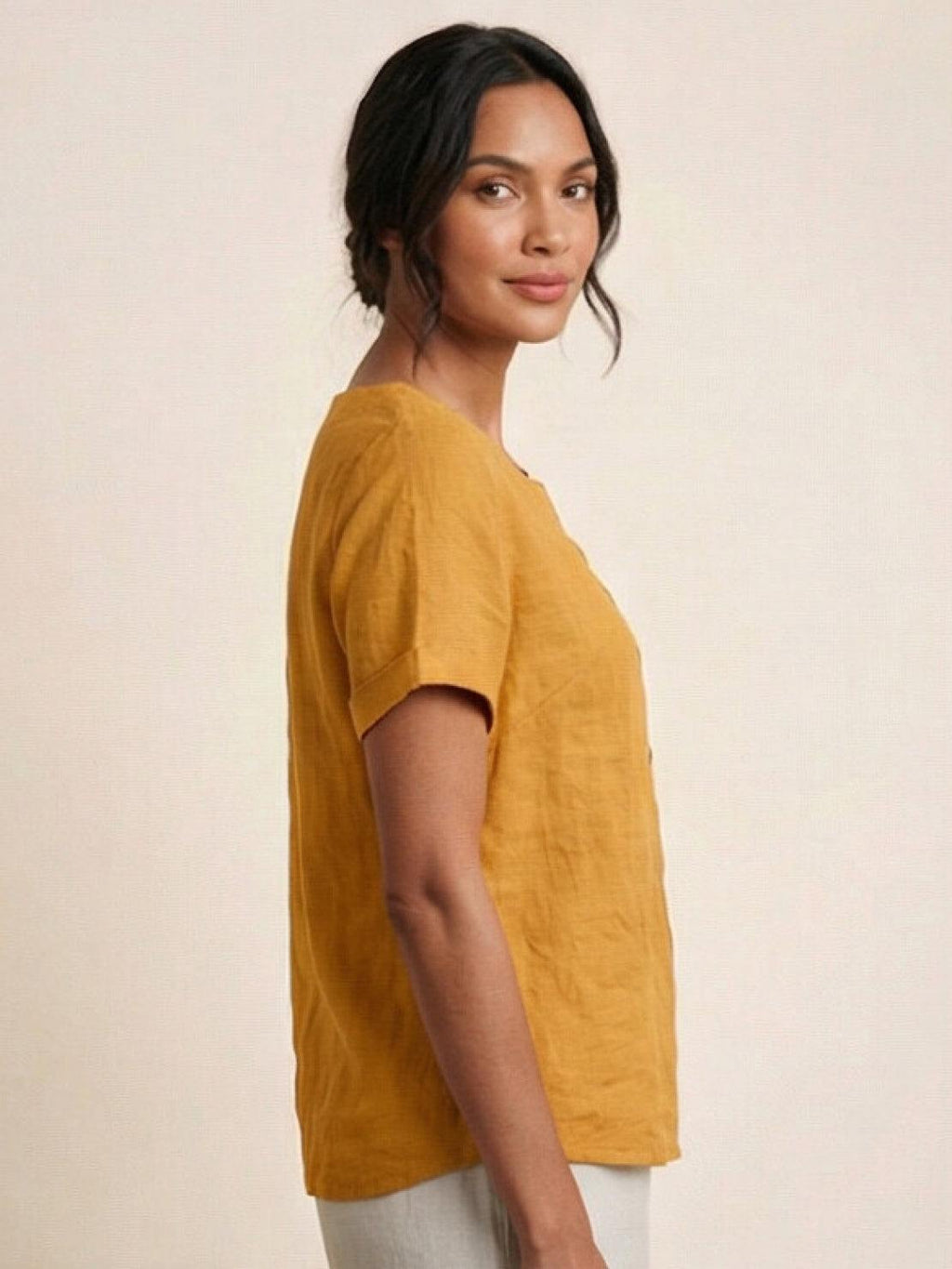 Women's Relaxed Button Detail Short Sleeve Casual Blouse