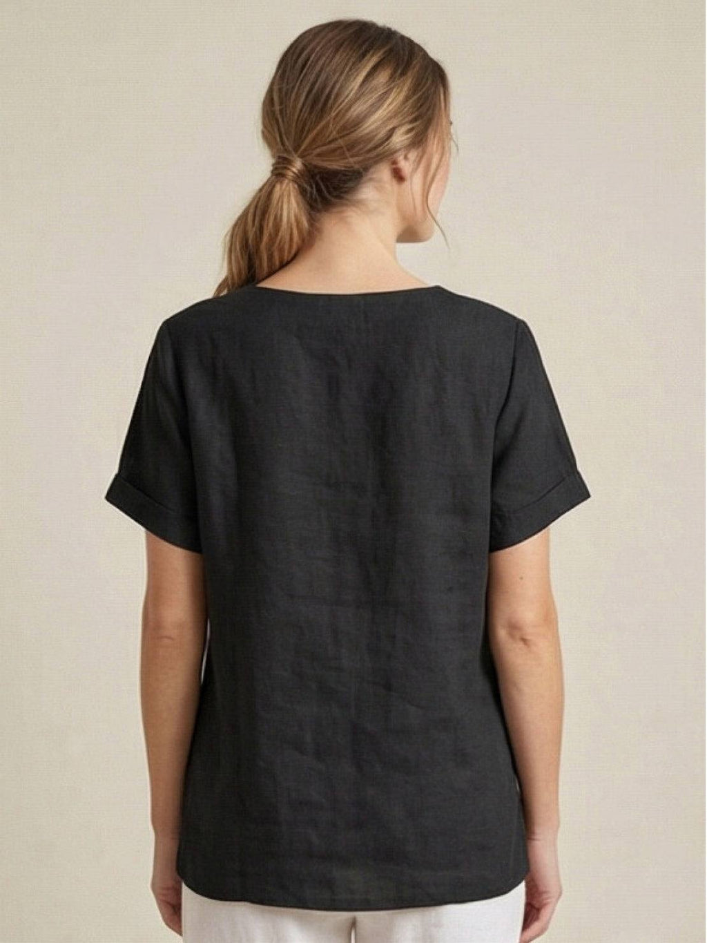 Women's Relaxed Button Detail Short Sleeve Casual Blouse