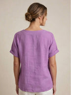 Women's Relaxed Button Detail Short Sleeve Casual Blouse