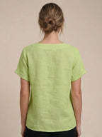 Women's Relaxed Button Detail Short Sleeve Casual Blouse