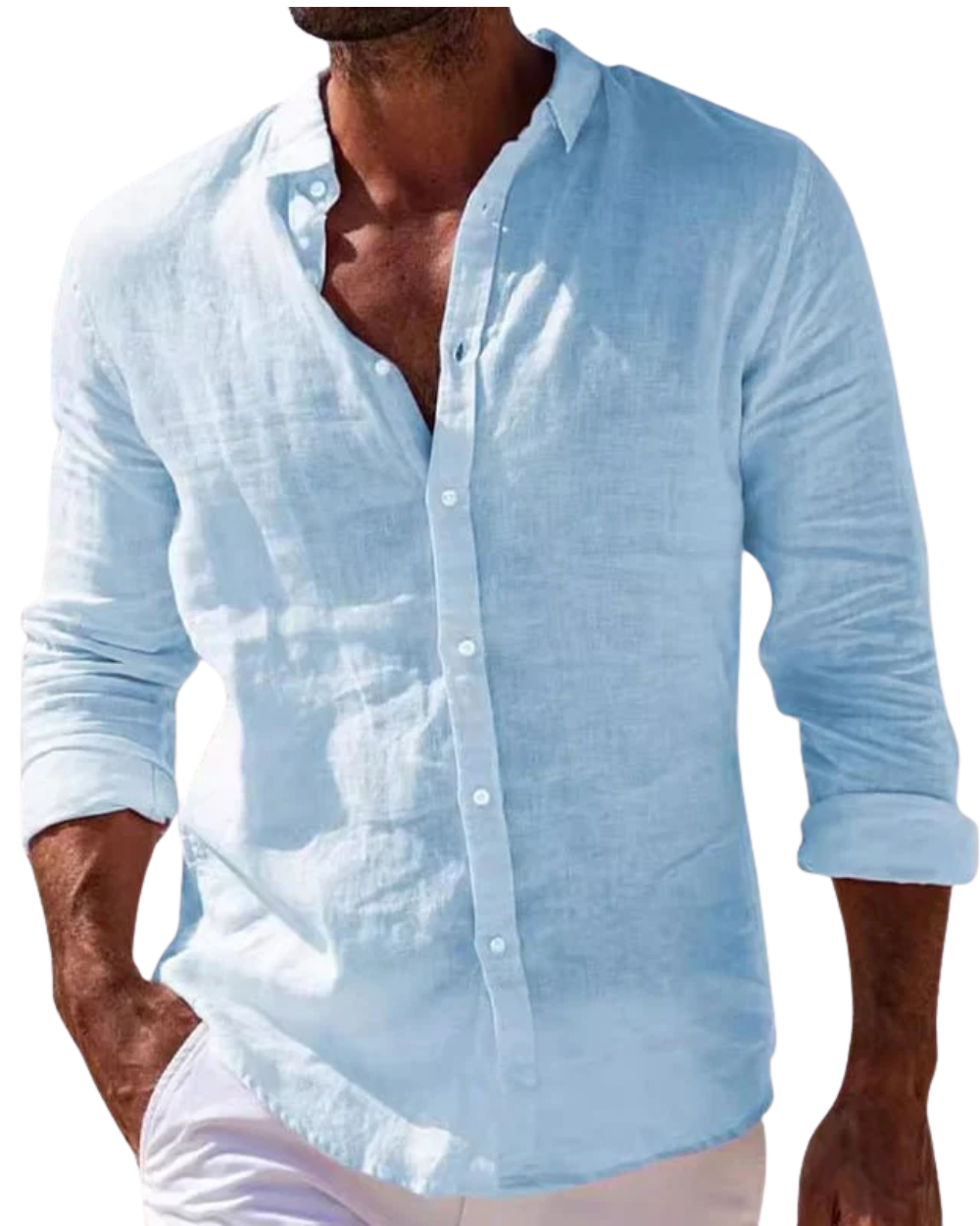 Camicia da uomo leggera a maniche lunghe