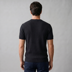Men's Ribbed Knit T-Shirt with Crew Neck for Smart Casual Wear