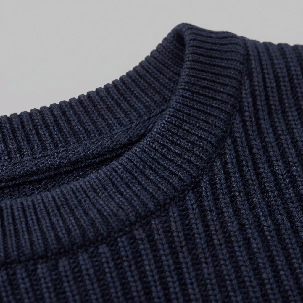 Men's Ribbed Knit T-Shirt with Crew Neck for Smart Casual Wear