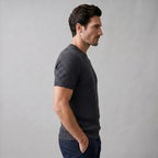 Men's Ribbed Knit T-Shirt with Crew Neck for Smart Casual Wear