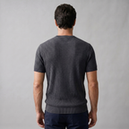 Men's Ribbed Knit T-Shirt with Crew Neck for Smart Casual Wear