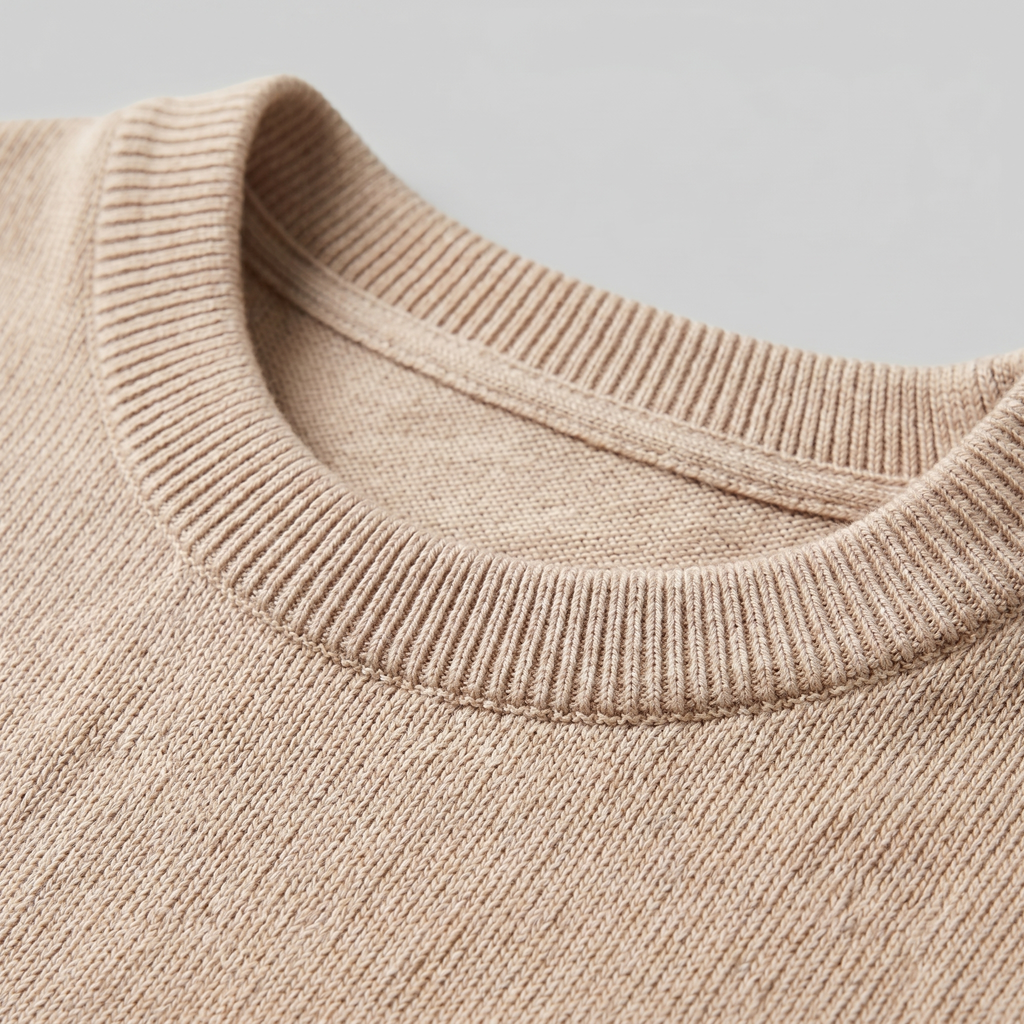 Men's Ribbed Knit T-Shirt with Crew Neck for Smart Casual Wear