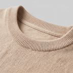 Men's Ribbed Knit T-Shirt with Crew Neck for Smart Casual Wear