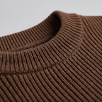 Men's Ribbed Knit T-Shirt with Crew Neck for Smart Casual Wear