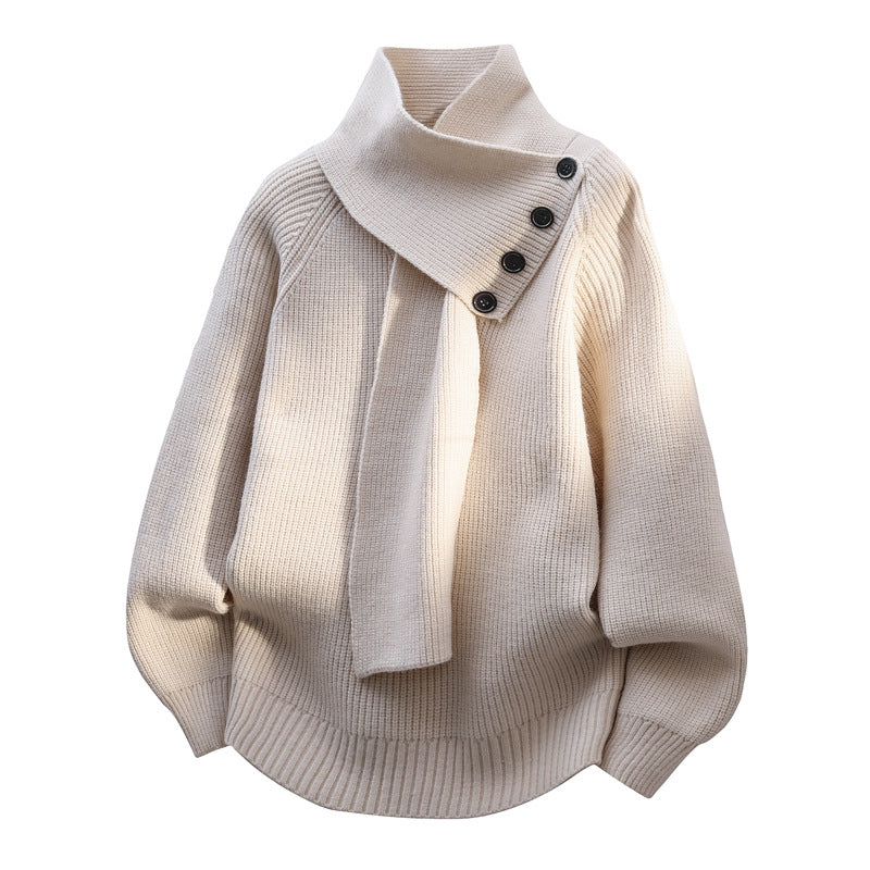 Pull en maille pour femme à col asymétrique