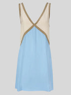 Women's Color Block Sleeveless V-Neck Casual Mini Dress