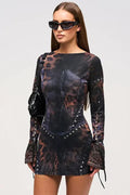 Damen Abstraktes Print Bodycon Minikleid für mutiges Abendstyling