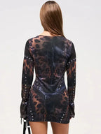 Women's Abstract Print Bodycon Mini Dress for Bold Evening Styling