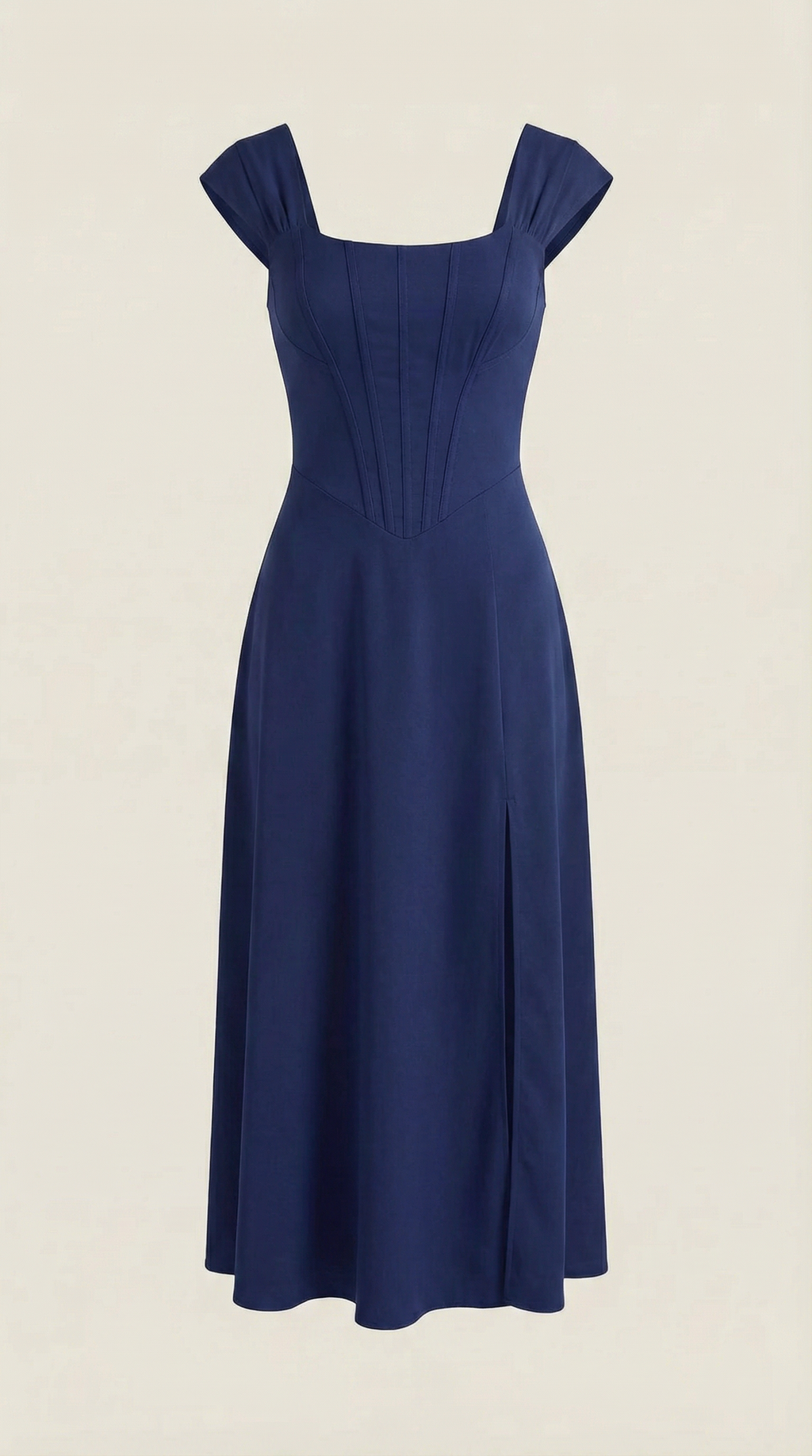 Damen Midi-Kleid mit Blumenmuster, strukturiertem Oberteil und A-Linien-Rock