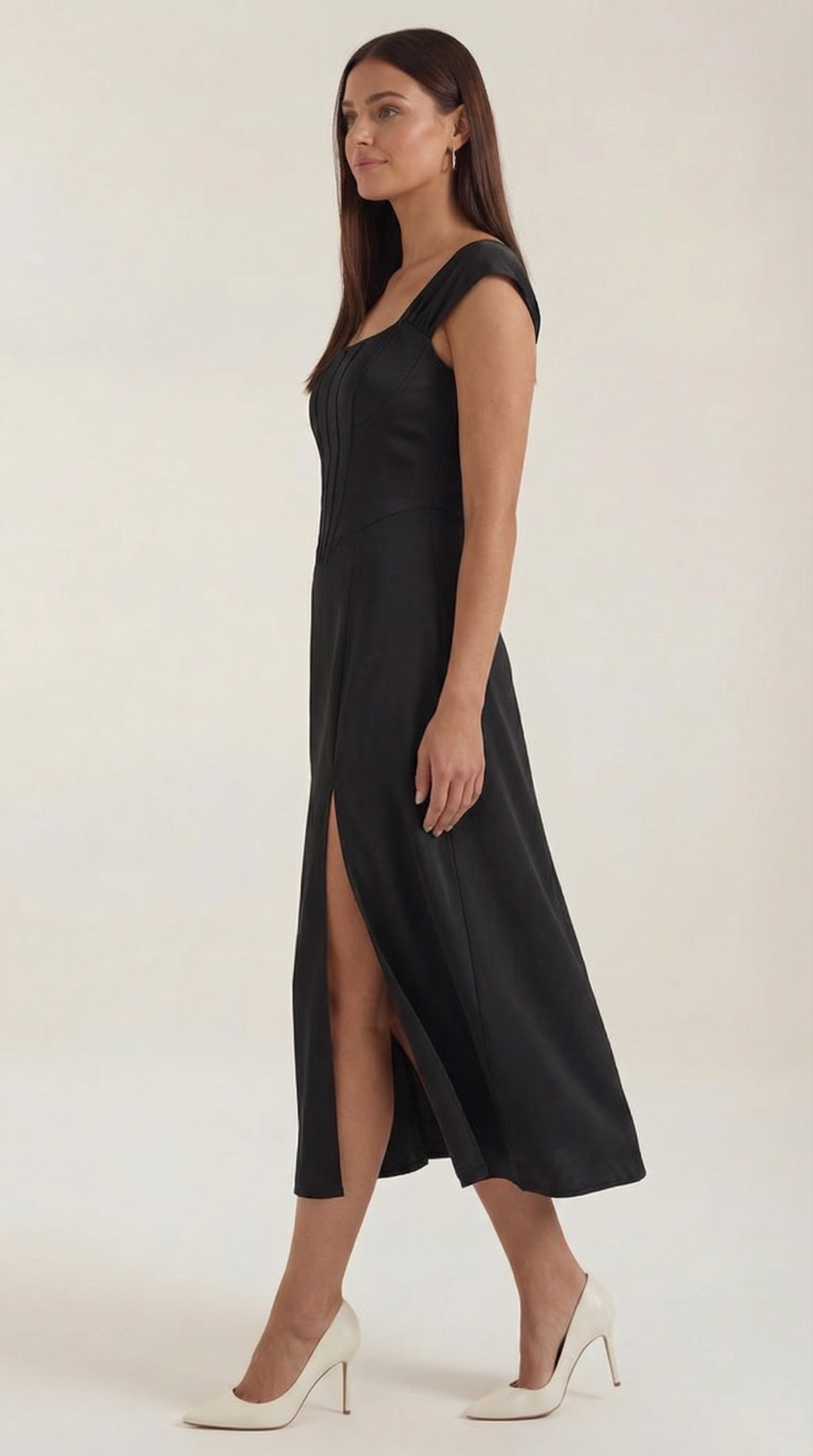 Damen Midi-Kleid mit Blumenmuster, strukturiertem Oberteil und A-Linien-Rock