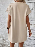 Damen Minikleid mit Rundhalsausschnitt und kurzen Ärmeln für bequemen und mühelosen Alltag