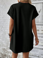 Damen Minikleid mit Rundhalsausschnitt und kurzen Ärmeln für bequemen und mühelosen Alltag