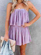 Damen geraffter Spaghetti-Träger-Overall für eleganten und mühelosen Sommerstil