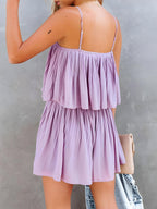 Damen geraffter Spaghetti-Träger-Overall für eleganten und mühelosen Sommerstil