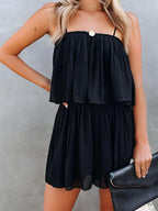 Damen geraffter Spaghetti-Träger-Overall für eleganten und mühelosen Sommerstil
