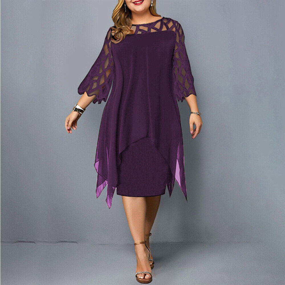 Midi-Kleid für Damen mit Spitzenärmeln und gestuftem Saum für elegante Anlässe