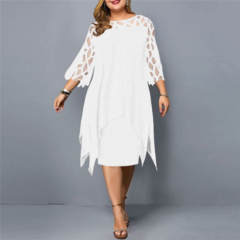 Midi-Kleid für Damen mit Spitzenärmeln und gestuftem Saum für elegante Anlässe