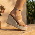 Damen offene Keilsandalen mit Seilsohle für bequemen und stylischen Sommerlook