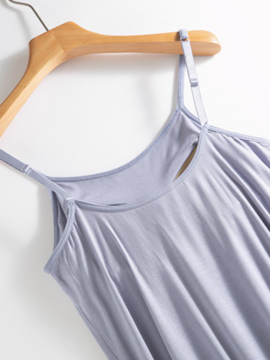 Elegantes Damen-Midikleid mit Rundhalsausschnitt und integriertem BH für mühelosen Komfort und Stil