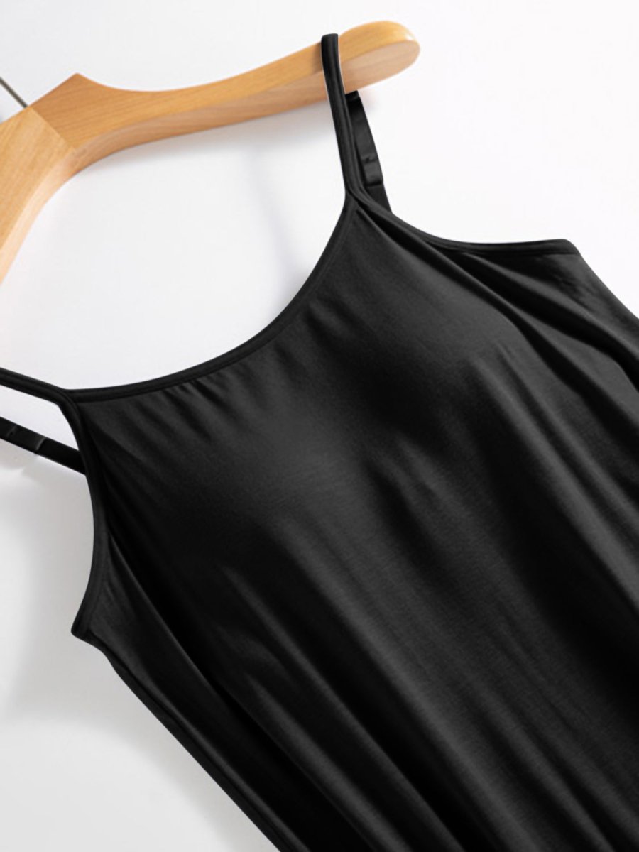 Elegantes Damen-Midikleid mit Rundhalsausschnitt und integriertem BH für mühelosen Komfort und Stil
