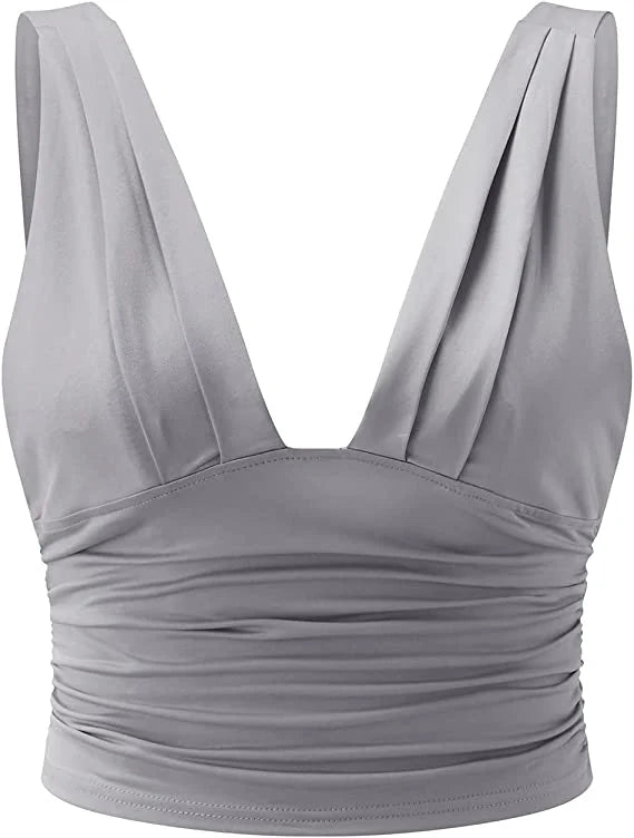 Women’s Ruched Deep V-Neck Top
