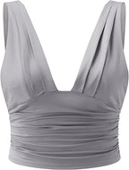Women’s Ruched Deep V-Neck Top