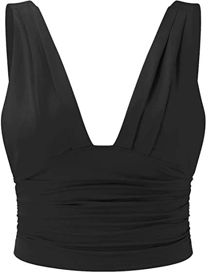 Women’s Ruched Deep V-Neck Top