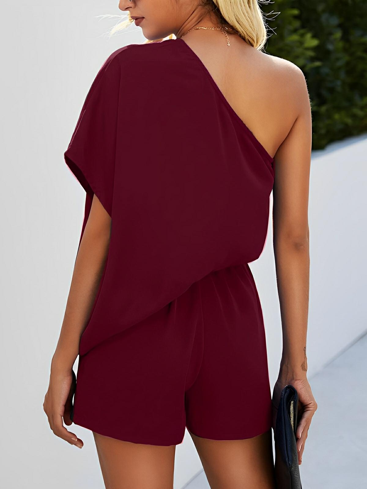Eleganter Damen-Jumpsuit mit Ein-Schulter-Design und Fledermausärmeln für mühelosen Abendstil