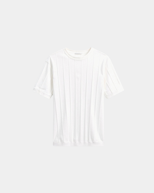 Men's Ribbed Slim Fit T-Shirt with Crew Neck for Smart Casual Wear