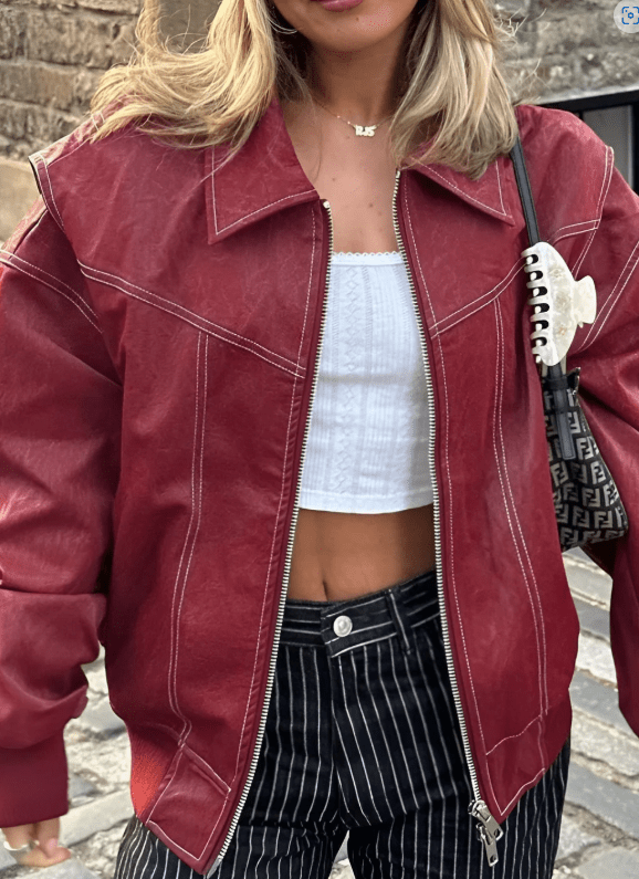 Veste zippée pour femme à surpiqûres contrastantes
