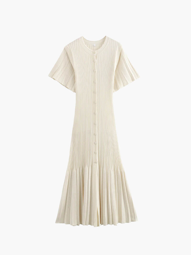 Women’s Contrast Sleeve Button-Front Maxi Dress
