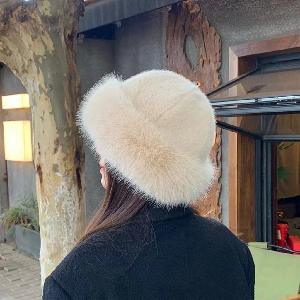 Chapeau d’hiver pour femme en fausse fourrure pelucheuse