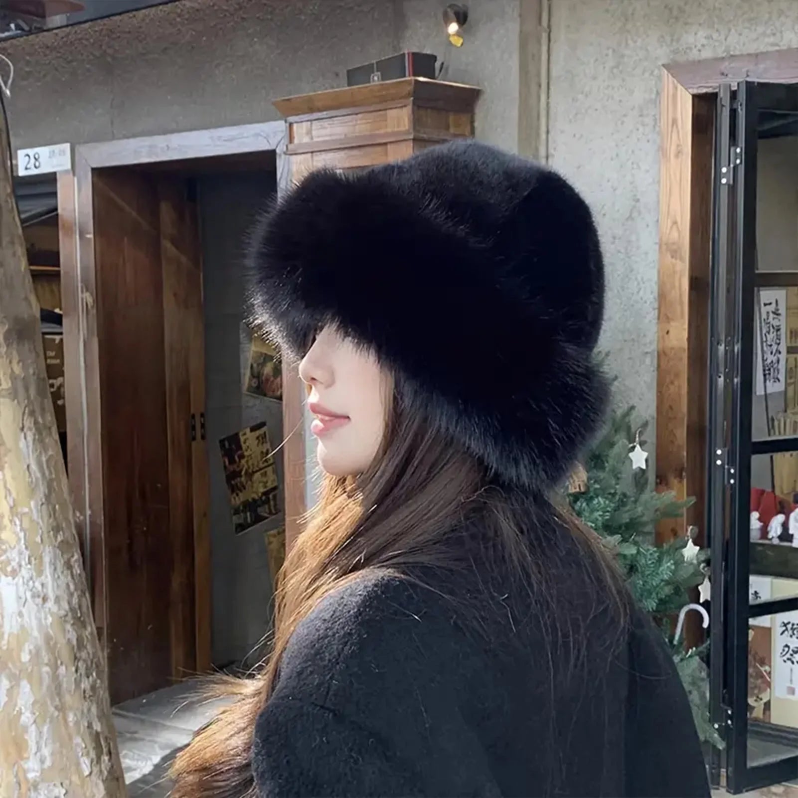 Chapeau d’hiver pour femme en fausse fourrure pelucheuse