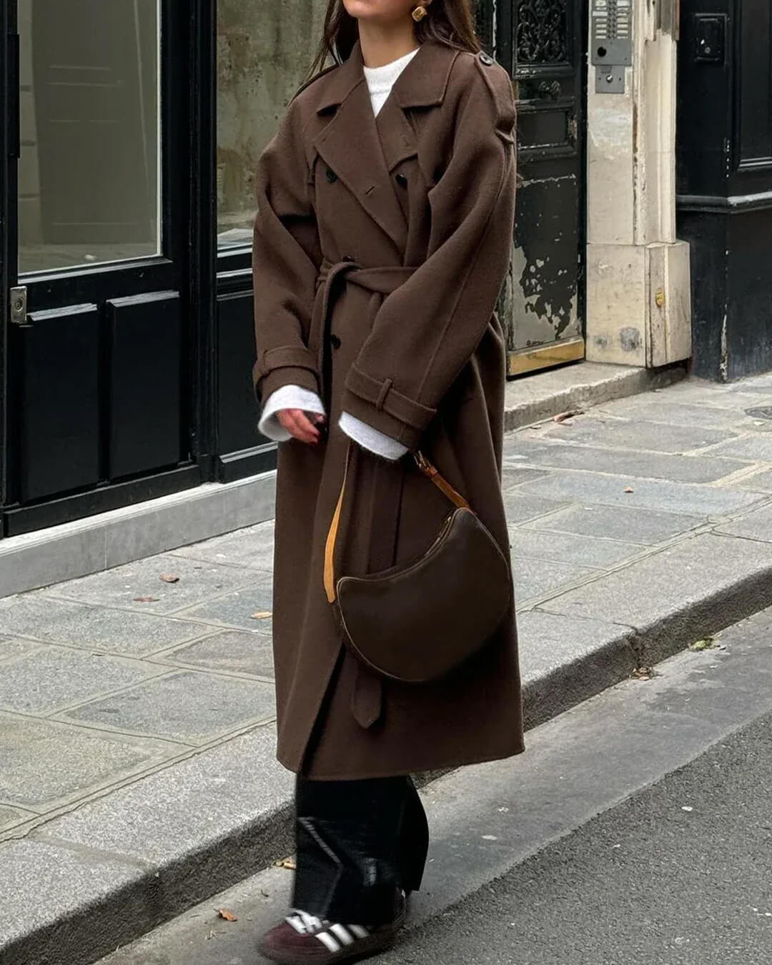 Trench da donna lungo doppiopetto