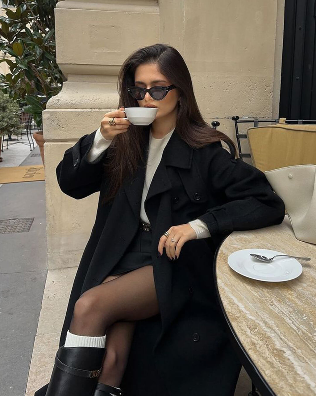 Trench da donna lungo doppiopetto