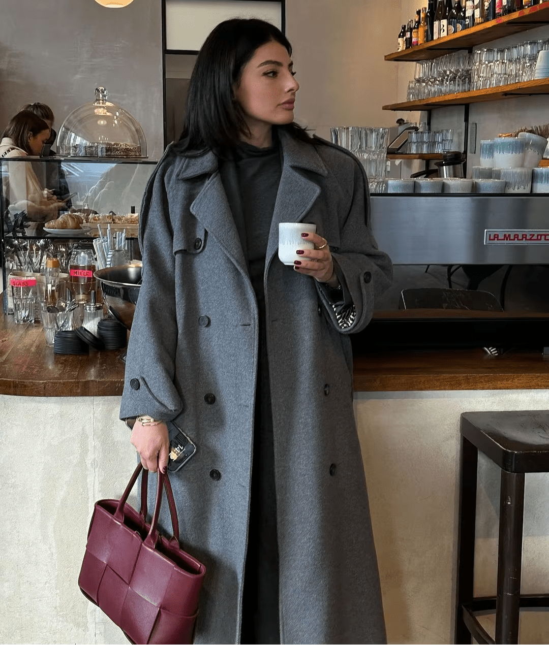 Trench long à double boutonnage pour femme