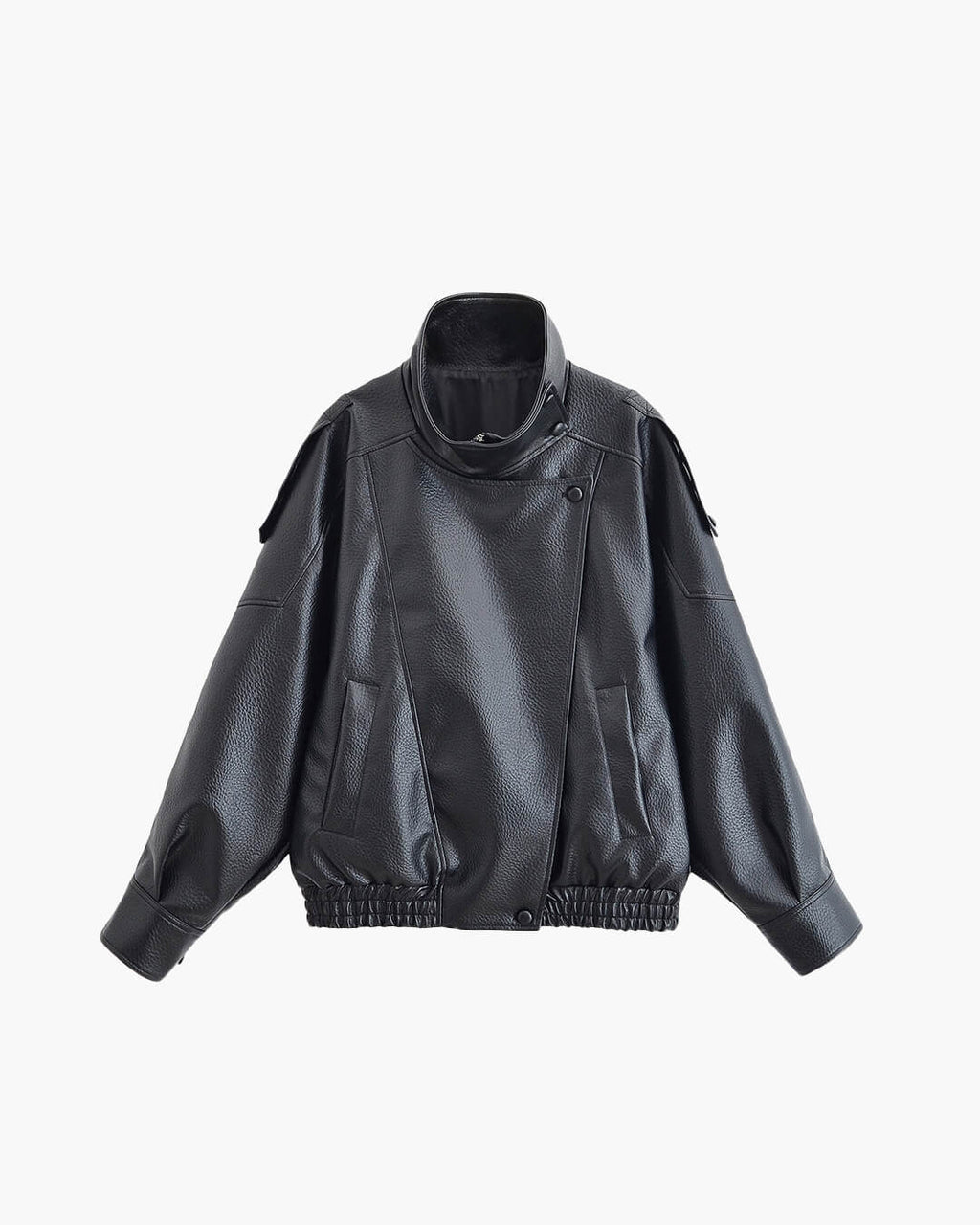 Blouson de motard asymétrique pour femme à col montant