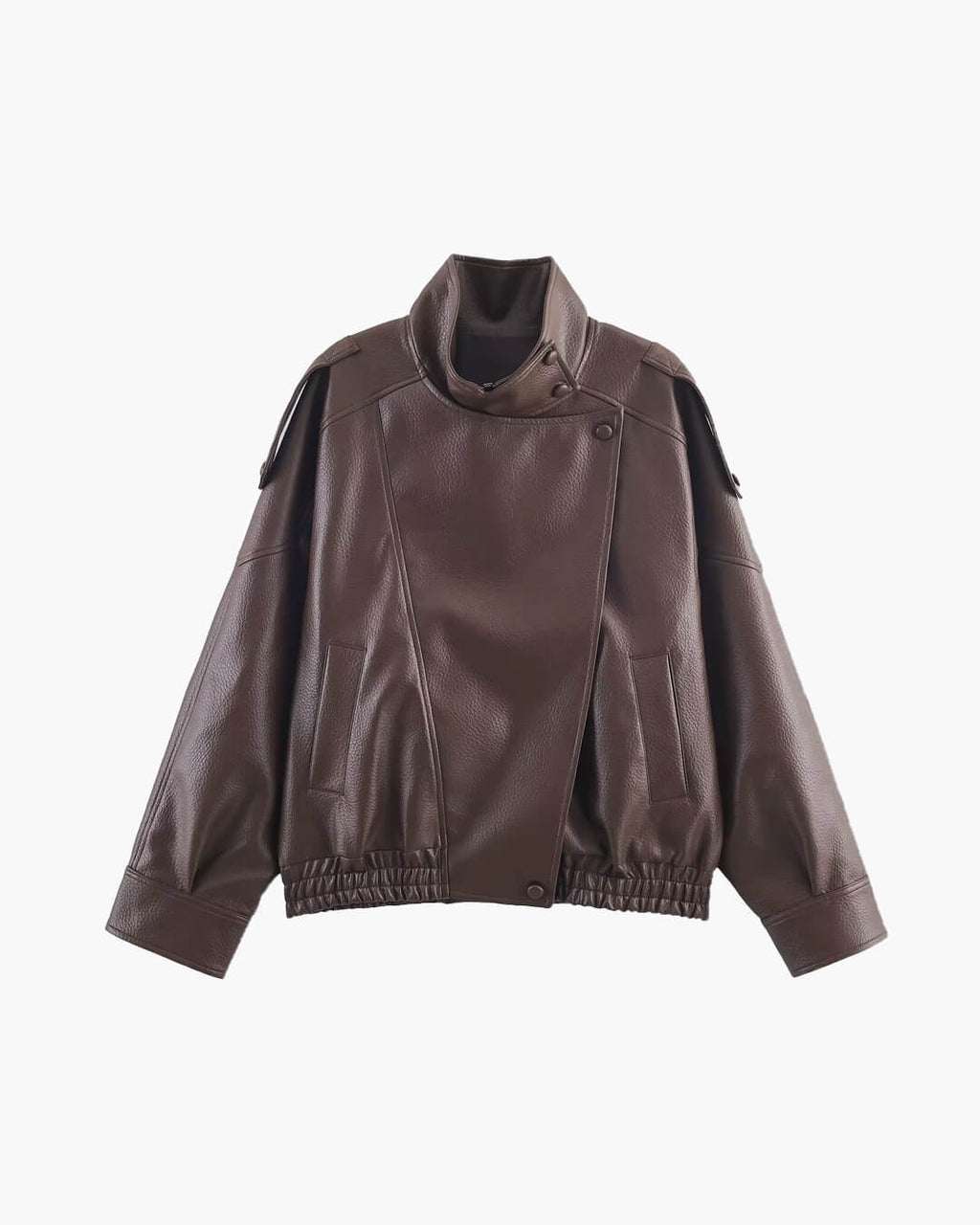 Blouson de motard asymétrique pour femme à col montant