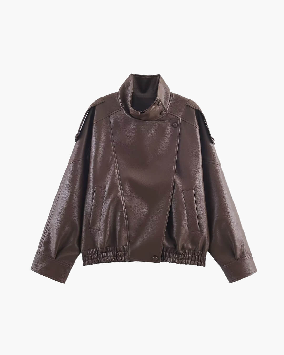 Blouson de motard asymétrique pour femme à col montant