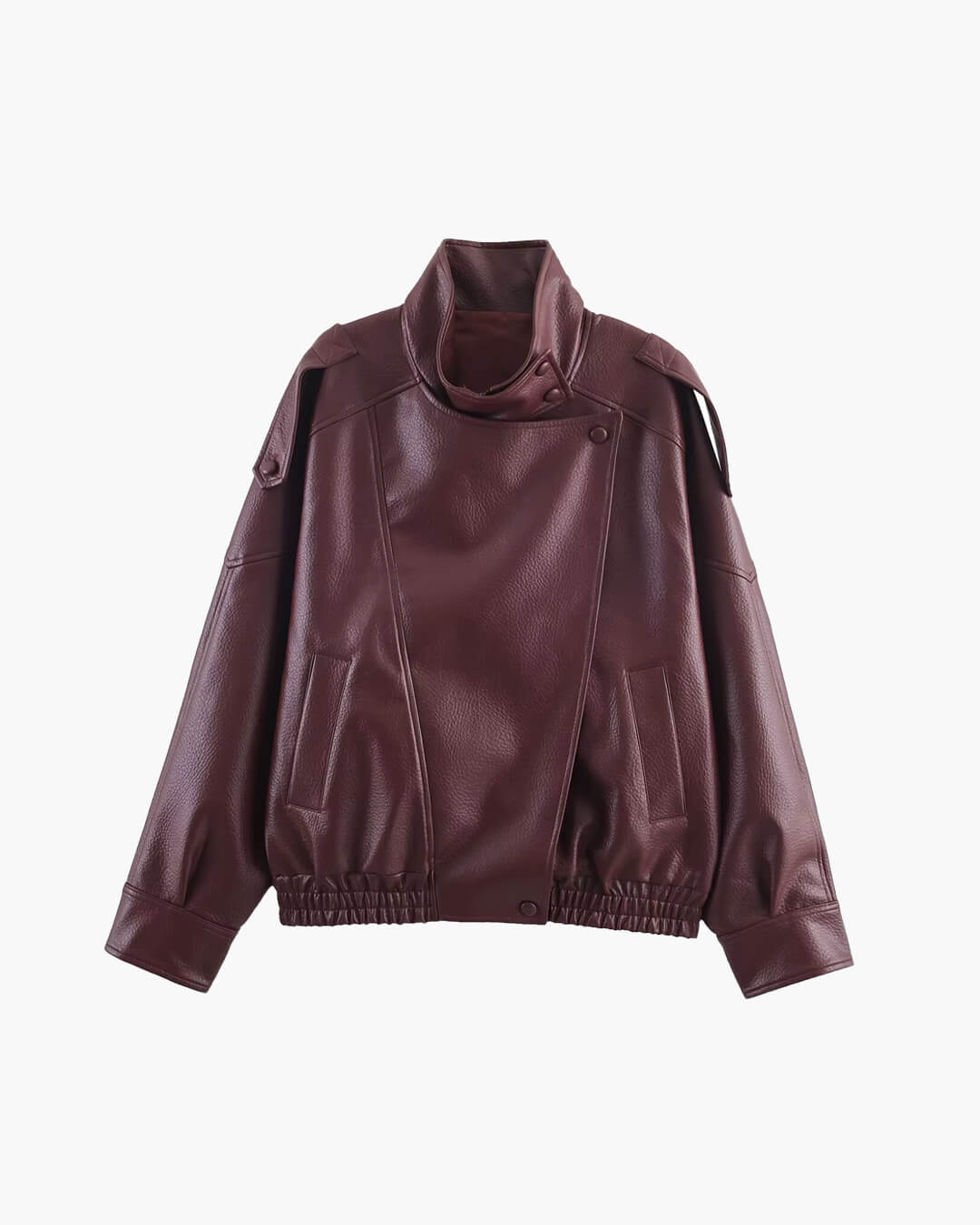 Blouson de motard asymétrique pour femme à col montant