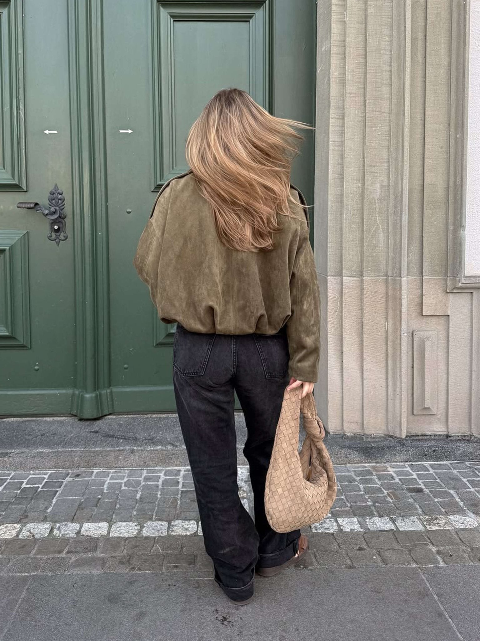 Blouson aviateur décontracté effet daim pour femme