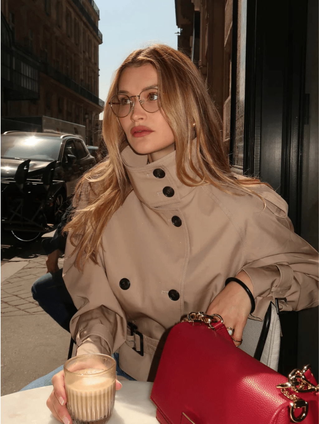 Veste trench courte croisée pour femme