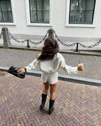 Damen-Set aus Jacke mit Polka-Dots und Hose mit weitem Bein