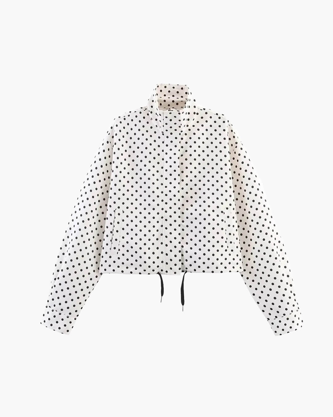 Damen-Set aus Jacke mit Polka-Dots und Hose mit weitem Bein