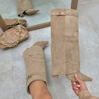 Bottes pour femmes à bout pointu, hauteur genou