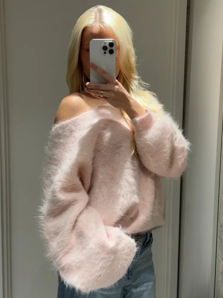 Pull moelleux pour femme à épaules dénudées